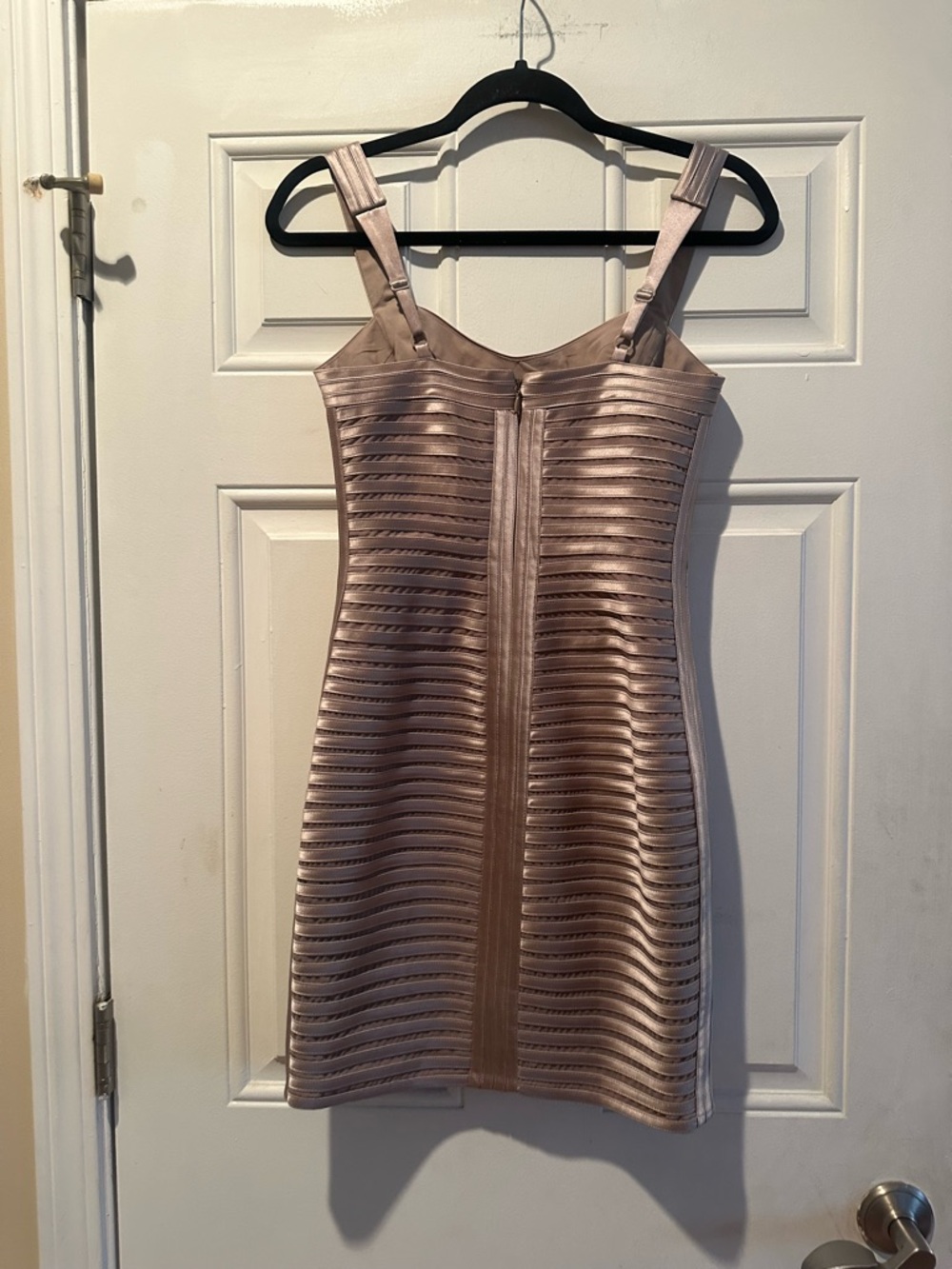 BCBGMaxAzria Metallic Taupe Strappy Mini Dress - Picture 7 of 15